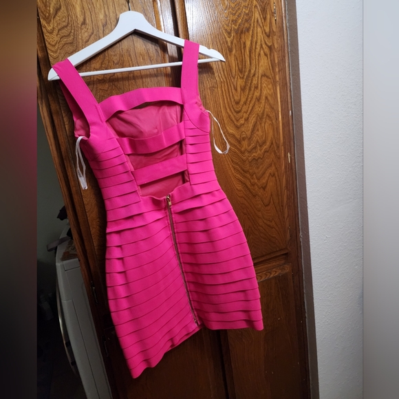 Sherri Hill Banded Mini Dress Hot pink Size 2 - Picture 6 of 7